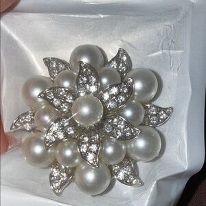 Elegant Silver and Pearl Brooch